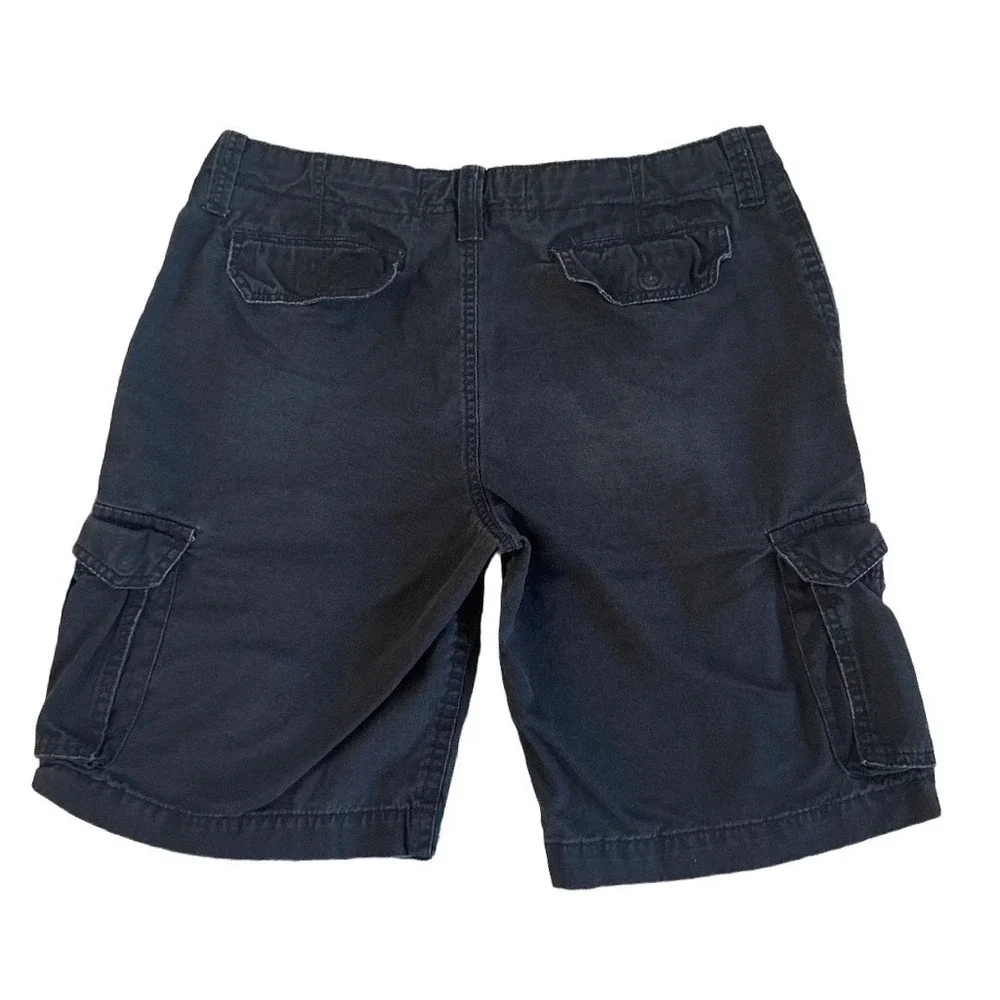 Aeropostale Mens Black Cargo Shorts Cotton Twill Multi Pocket Casual Size 38